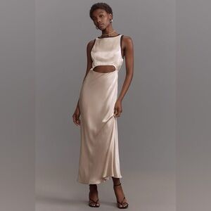 Anthropologie Sleeveless Cutout Slip Midi Dress